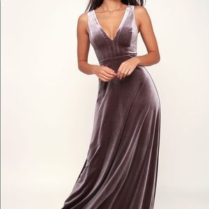 Night Dusty Purple Velvet Sleeveless Maxi Dress